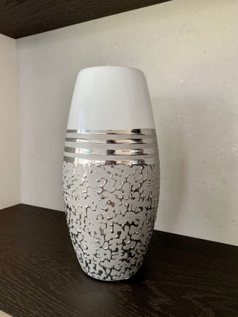 Vase Keramik "St. Louis" weiß silber